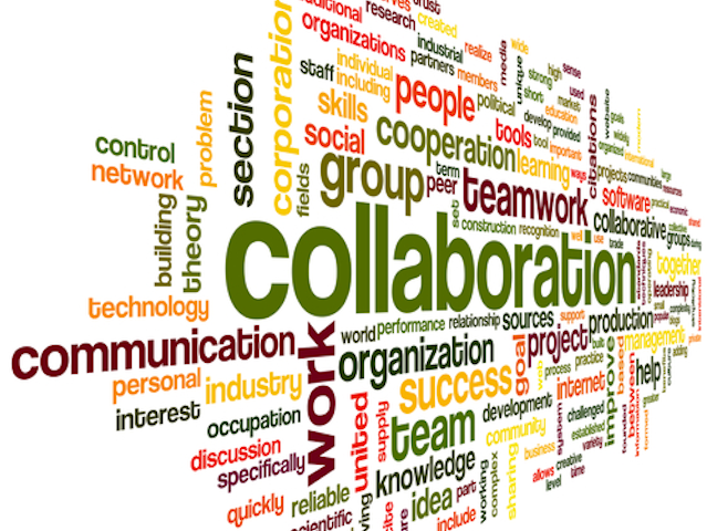 Word cloud centered on "collaboration"